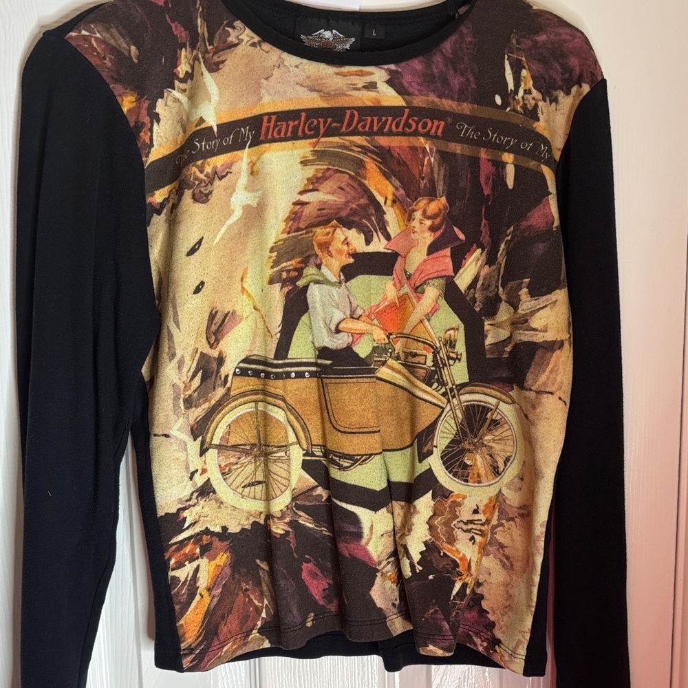 Harley-Davidson Black and Gold Vintage Motorcycle Shirt